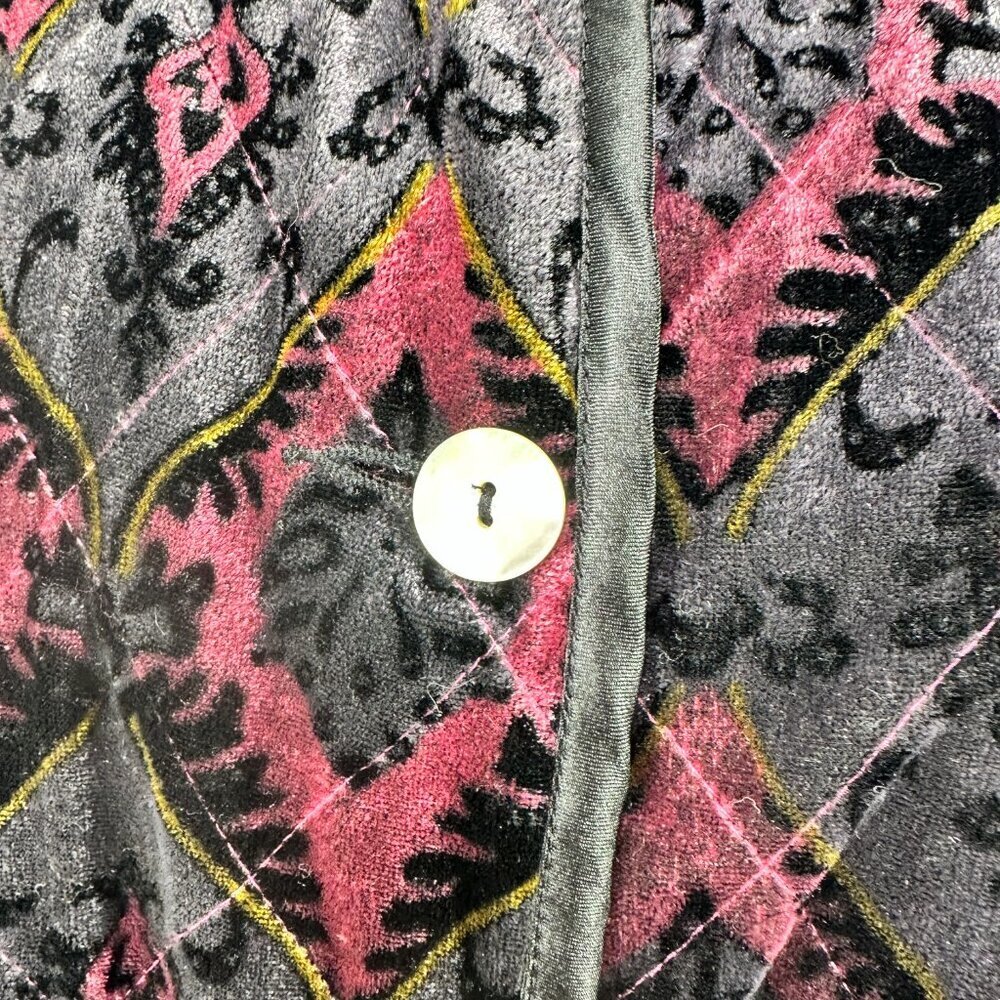 COLDWATER CREEK Velvet Blazer Floral Button Dark Romantic Holiday Boho PXL - Picture 5 of 13